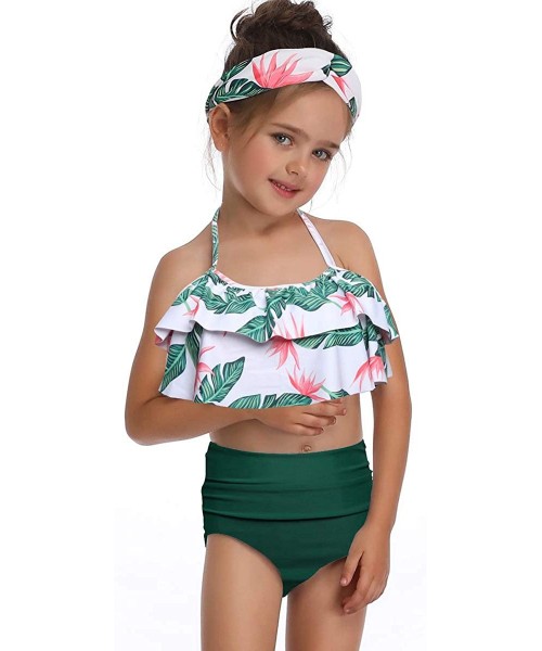 Sets Women's High Waisted Bikini Swimsuit Two Piece Bathing Suit Top With Swim Bottom - A-green - CC18QY99EOQ