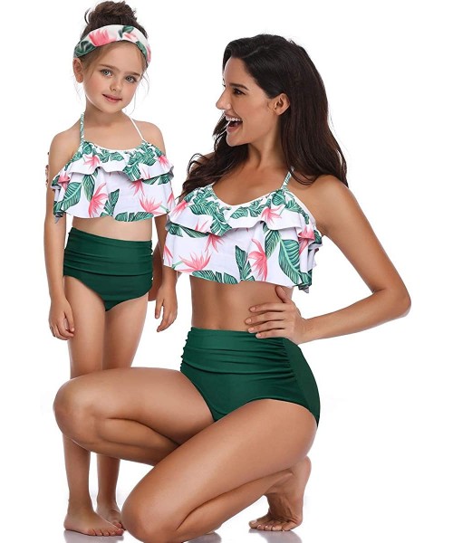 Sets Women's High Waisted Bikini Swimsuit Two Piece Bathing Suit Top With Swim Bottom - A-green - CC18QY99EOQ