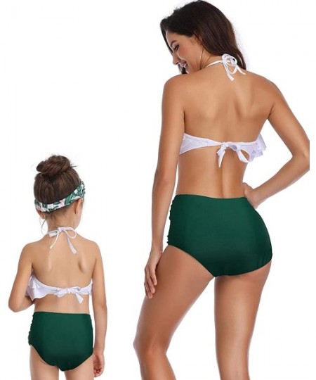 Sets Women's High Waisted Bikini Swimsuit Two Piece Bathing Suit Top With Swim Bottom - A-green - CC18QY99EOQ