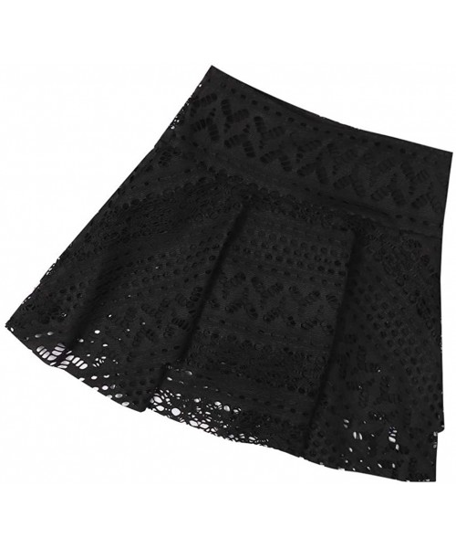 Racing Women's Lace Crochet Skirted Bikini Bottom Swimsuit Short Skort Swim Skirt Bathing Beachwear - Black-2 - CY196OUNIQS