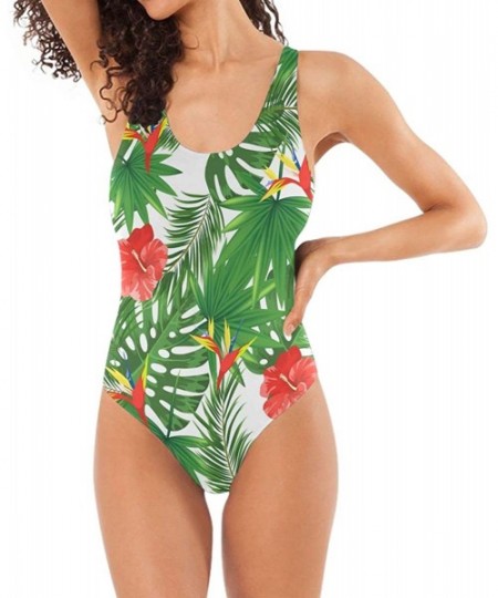 One-Pieces Women's Adjustable Strap One Piece Vintage Style Boxing Gloves Monokini Swimsuit - Blossom Floral - CC18R2CWW9X