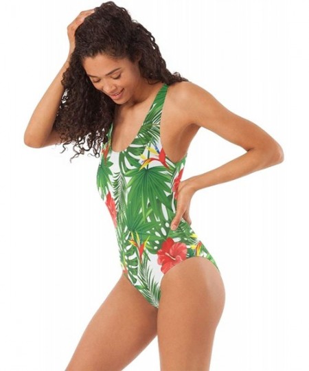 One-Pieces Women's Adjustable Strap One Piece Vintage Style Boxing Gloves Monokini Swimsuit - Blossom Floral - CC18R2CWW9X