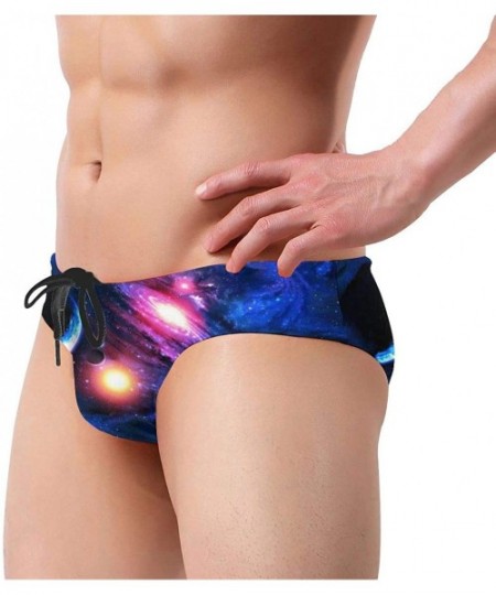 Briefs Men Boys Tie Rope Swim Briefs Triangle Bikini Swimwear - Cool Galaxy Space - CT1976R4DWA