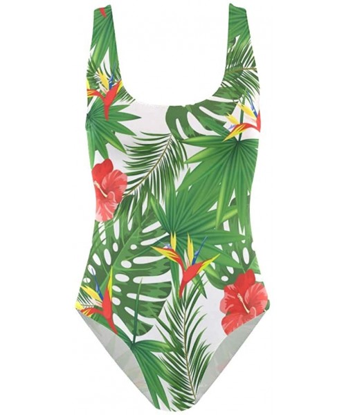 One-Pieces Women's Adjustable Strap One Piece Vintage Style Boxing Gloves Monokini Swimsuit - Blossom Floral - CC18R2CWW9X