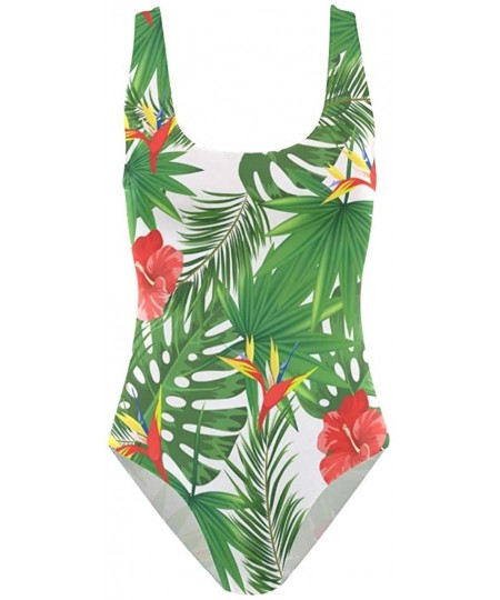 One-Pieces Women's Adjustable Strap One Piece Vintage Style Boxing Gloves Monokini Swimsuit - Blossom Floral - CC18R2CWW9X