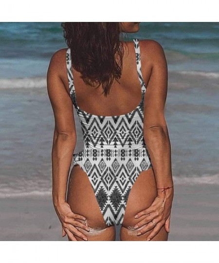 Bottoms Women's Swimwear Tribal- Exotic Geometric Shapes Boho Great on All Body Types - Multi 14-one-piece Swimsuit - C619E72...