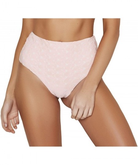 Tankinis Women's Seamless Moderate Coverage High Waist Bottom - Rosewater Eyelet - CL18T3HUHRW