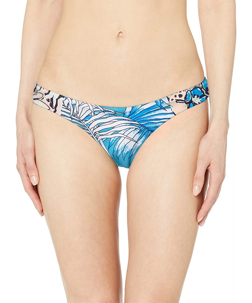 Tankinis Women's Sublime Reversible Signature Swimsuit Bikini Bottom - Oliveira Frills Blue Palm/Shimmer - CH18HSGM7MO