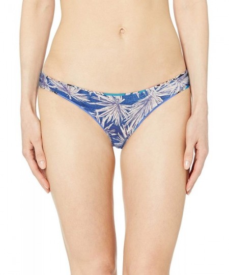 Tankinis Women's Sublime Reversible Signature Swimsuit Bikini Bottom - Oliveira Frills Blue Palm/Shimmer - CH18HSGM7MO