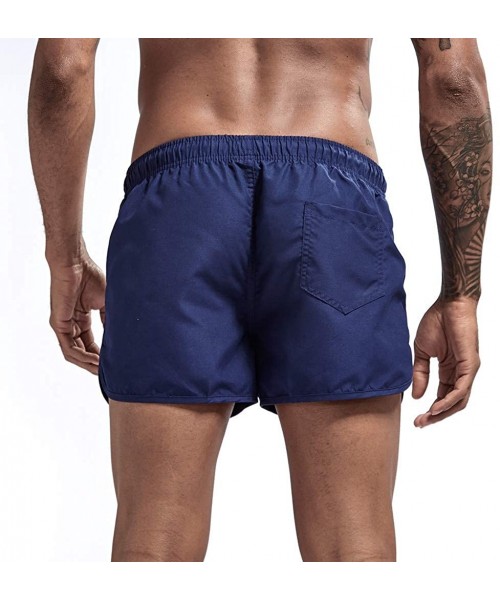 Trunks Men's Swim Trunks Summer Drawstring Splicing Swimming Trousers Beach Surfing Shorts（10+Color） - Dark Blue - CO18SGSQRXL