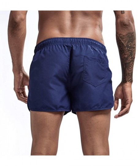 Trunks Men's Swim Trunks Summer Drawstring Splicing Swimming Trousers Beach Surfing Shorts（10+Color） - Dark Blue - CO18SGSQRXL