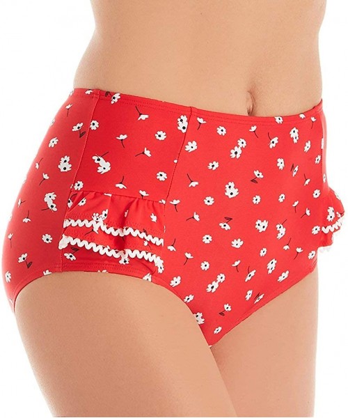 Bottoms Sunset Beach Control High-Waist Bikini Bottom - Red / White - CX18AIGQDQK