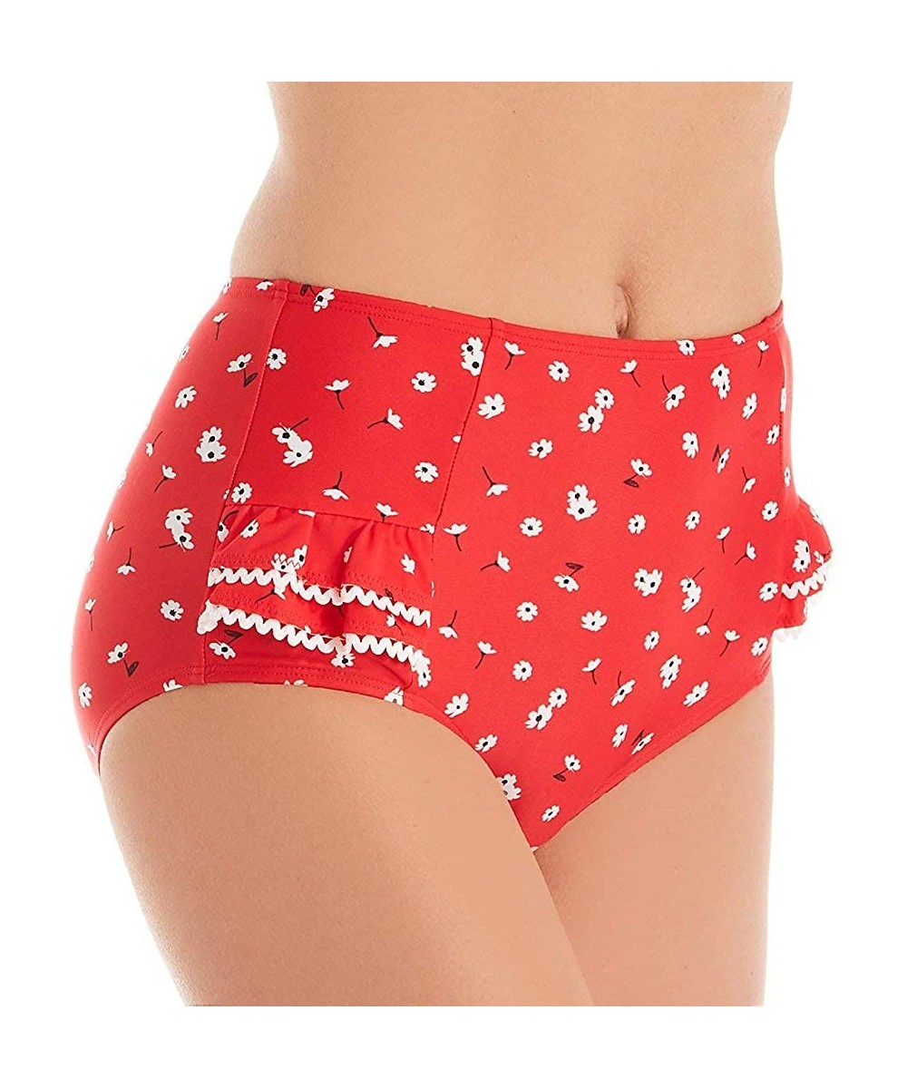 Bottoms Sunset Beach Control High-Waist Bikini Bottom - Red / White - CX18AIGQDQK