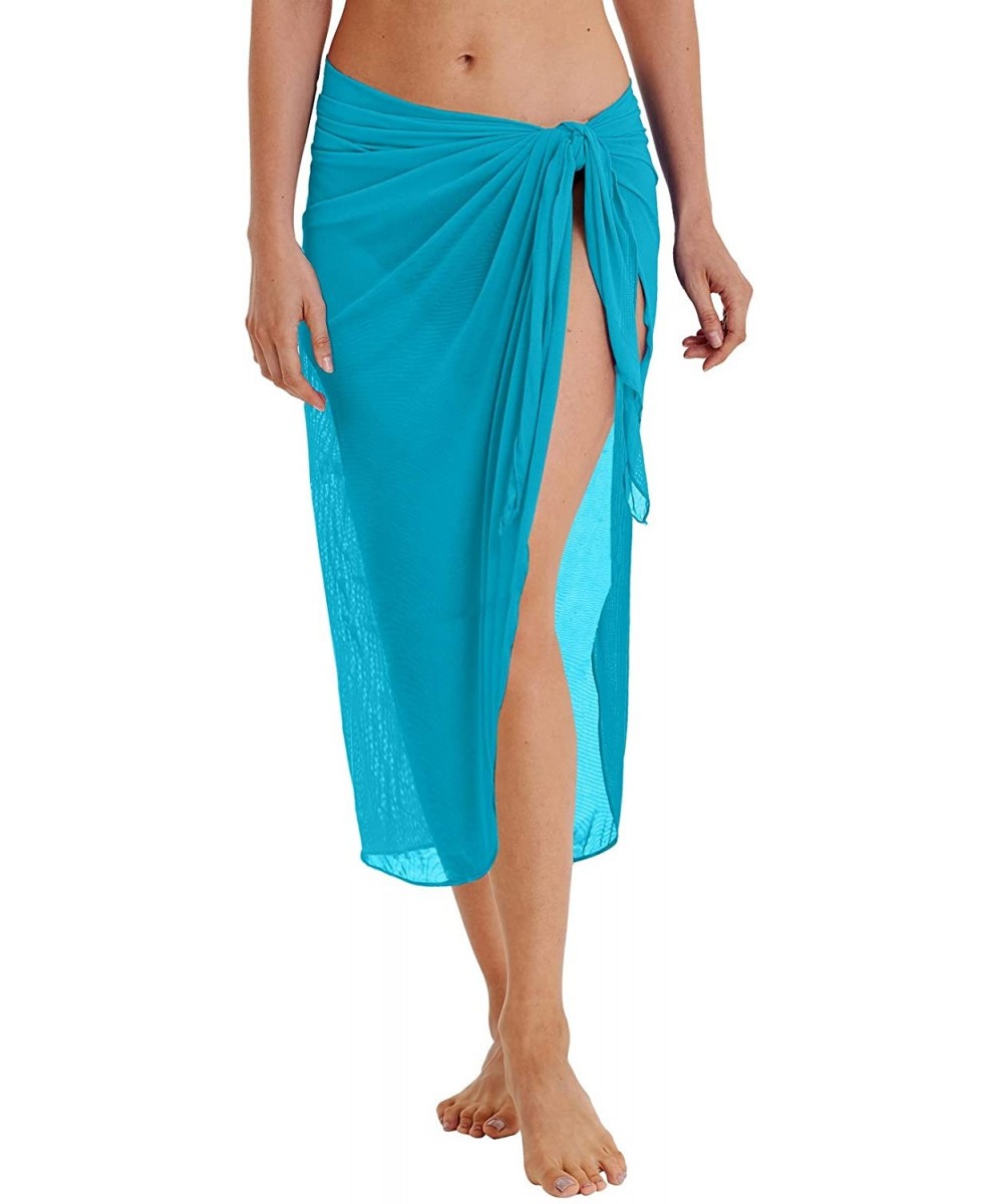 Cover-Ups Women's Mesh Beach Sarong Waist Wrap Bikini Sheer Cover up Pareo Canga Swimsuit Mini/Short/Long Skirts - Soft Mesh ...