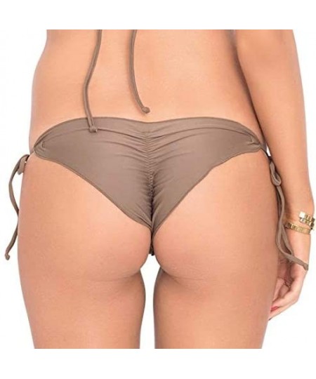 Bottoms Women's Cosita Buena Wavy Tie-Side Brazilian Bikini Bottom - Sandy Toes - C512MY0WRYS