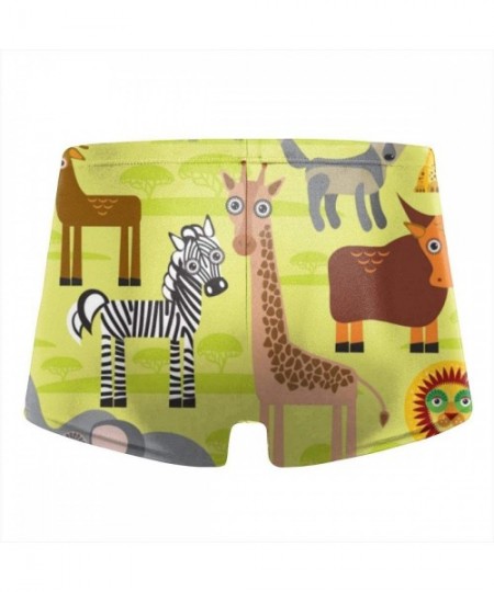 Racing Men's Swim Trunks Cartoon African Animals Quick Dry Swim Boxers Soft Comfy Swimming Trunks - CE19E8QUGSO