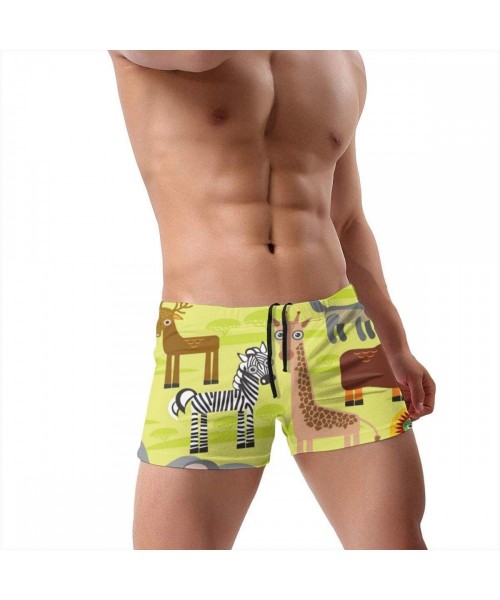 Racing Men's Swim Trunks Cartoon African Animals Quick Dry Swim Boxers Soft Comfy Swimming Trunks - CE19E8QUGSO