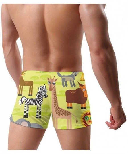 Racing Men's Swim Trunks Cartoon African Animals Quick Dry Swim Boxers Soft Comfy Swimming Trunks - CE19E8QUGSO