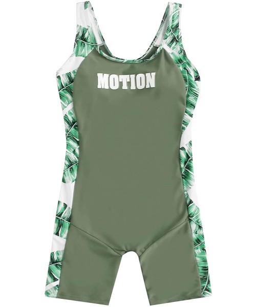 Racing Women's Boyleg One Piece Swimsuit Open Back Athletic Bathing Suit - Green - CV196LAAHZ4