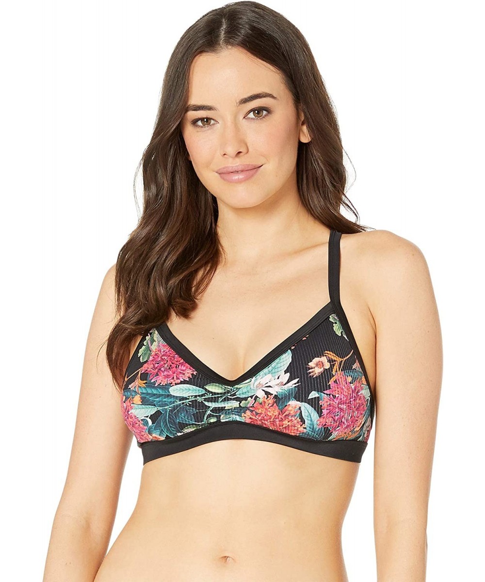 Sets Women's Drew D- Dd- E- F Cup Bikini Top Swimsuit - Cleo Black Floral Rib - C718NZ0Y33N