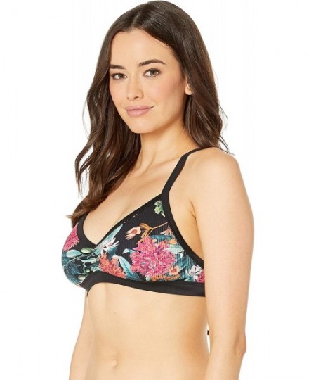 Sets Women's Drew D- Dd- E- F Cup Bikini Top Swimsuit - Cleo Black Floral Rib - C718NZ0Y33N