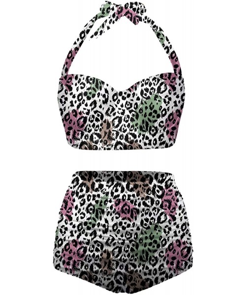 Racing Womens Cute Animal Skin Print Leopard Bikini Push up Two Piece Swimsuits - Multicolored-11 - CD196OCI049