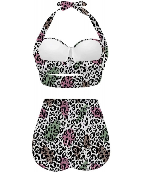 Racing Womens Cute Animal Skin Print Leopard Bikini Push up Two Piece Swimsuits - Multicolored-11 - CD196OCI049