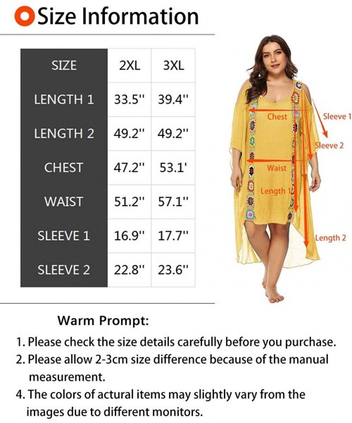 Cover-Ups Swimsuit Cover Ups for Women Bathing Suit Coverups Plus Size Ladies Beach Dress Crochet Bikini Wear - Yellow-plus -...