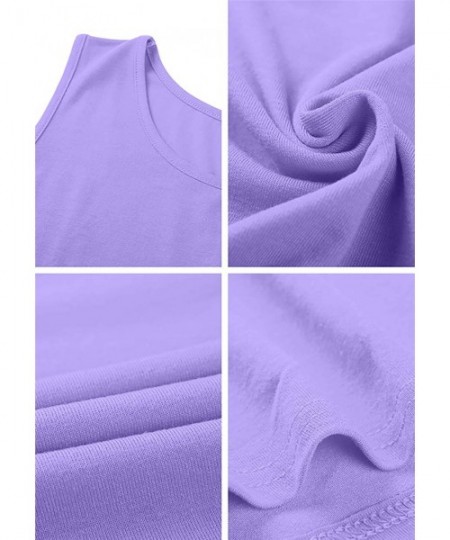 Cover-Ups Womens Sleeveless Summer Beach Dress T Shirt Simple Loose Sundress with Pockets Plus Size S-3XL - Light Purple - CG...