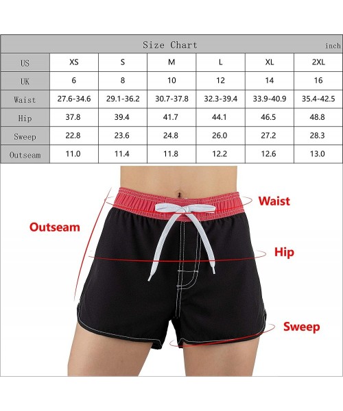 Board Shorts Women Board Shorts Swimwear Trunks Sports Quick Dry Swim Bottom with Inner Liner - Red and Navy - C318WL8Y38T