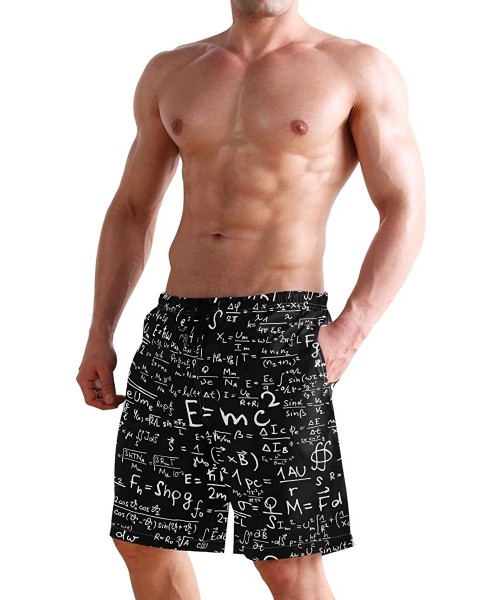 Racing Men's Swim Trunks Vintage American Flag Quick Dry Beach Board Shorts with Pockets - Mathematical Formula Equation - CL...