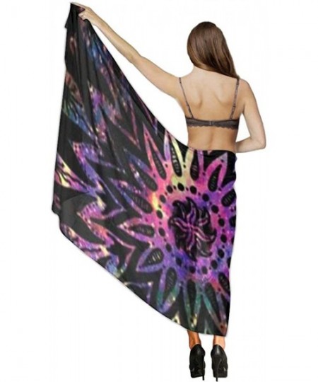 Cover-Ups Women Girl Beach Bikini Cover Up Chiffon Sarong Fashion Scarf Shawl Wrap - Mandala Flowers Mysterious Printing - C3...