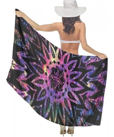 Cover-Ups Women Girl Beach Bikini Cover Up Chiffon Sarong Fashion Scarf Shawl Wrap - Mandala Flowers Mysterious Printing - C3...