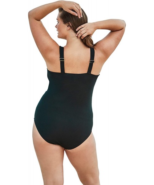 One-Pieces Women's Plus Size Ribbed Underwire One-Piece Swimsuit - Black (1295) - C9195SK60Z0