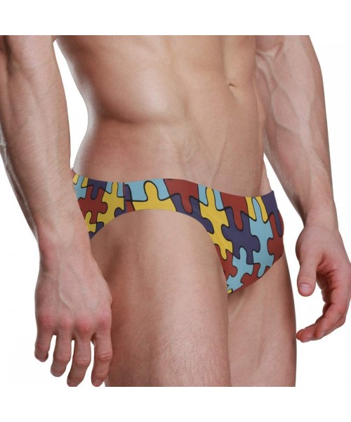 Briefs Men Swimwear Swim Bikini Briefs Barbados Flag Swimsuits Board Surf Shorts Trunks - Autism Awareness - CR18SOEQ3DX