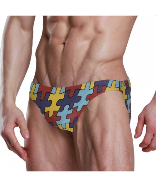 Briefs Men Swimwear Swim Bikini Briefs Barbados Flag Swimsuits Board Surf Shorts Trunks - Autism Awareness - CR18SOEQ3DX