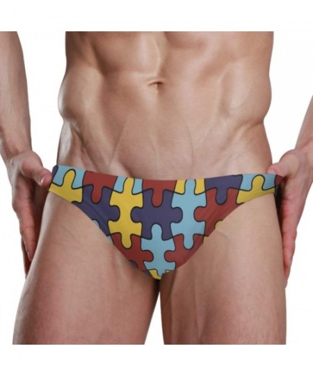 Briefs Men Swimwear Swim Bikini Briefs Barbados Flag Swimsuits Board Surf Shorts Trunks - Autism Awareness - CR18SOEQ3DX