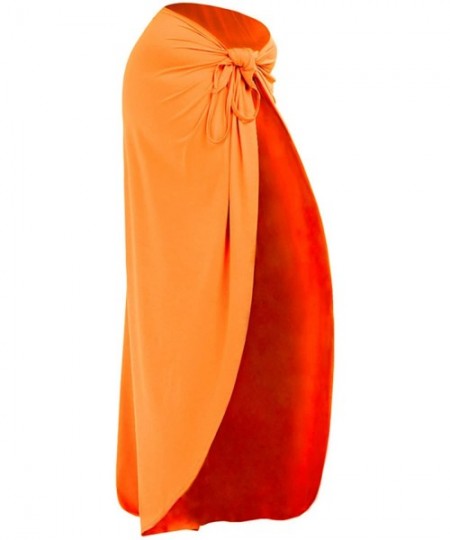 Cover-Ups Women Spaghetti Strap Beach Wrap Dress Backless Bikini Swimsuit Cover Up - Orange - C218CGD5DYK