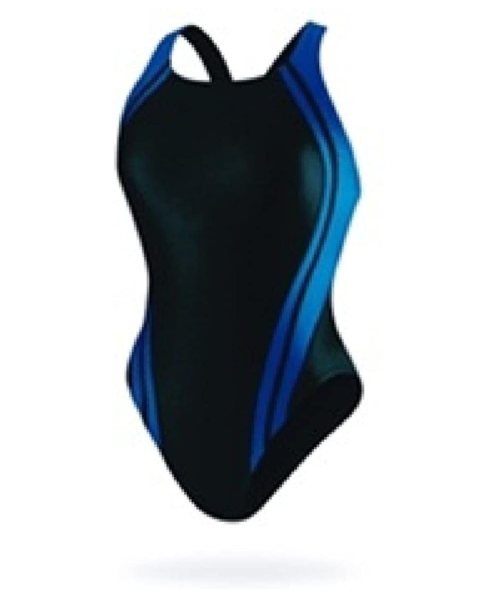 Racing Girls/Women's Athletic Raceback Swimsiut- One Piece Training Swimwear- Bathing Suit - Black/Blue - CG1197SAT7B