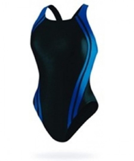 Racing Girls/Women's Athletic Raceback Swimsiut- One Piece Training Swimwear- Bathing Suit - Black/Blue - CG1197SAT7B