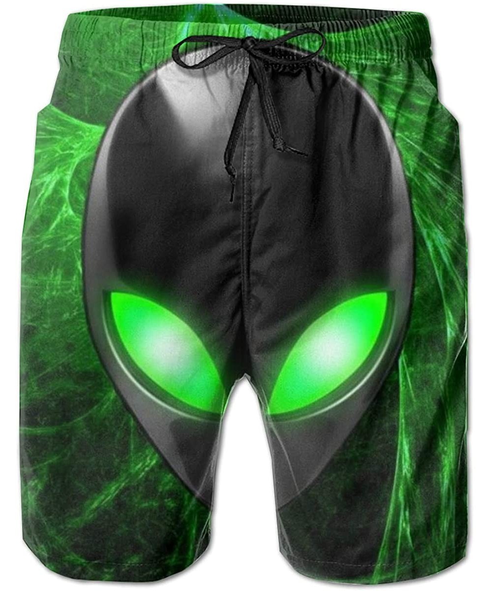 Board Shorts Men Wicking Swim Trunks Hot Pants for Fishing Workout - Fantasy Green Alien Smoke Art 1 - CS190403EZX