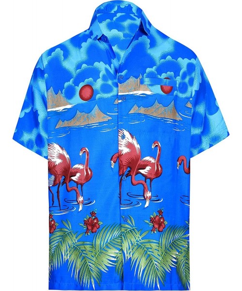 Cover-Ups Men's Designer Fashion Short Sleeve Hawaiian Shirt - Blue_w58 - CW12E5MS205