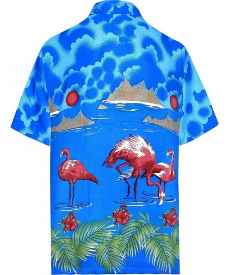 Cover-Ups Men's Designer Fashion Short Sleeve Hawaiian Shirt - Blue_w58 - CW12E5MS205