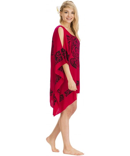 Cover-Ups Womens One Size Stylish Summer Poncho Cover Up - Pink - CE196YYCNAH