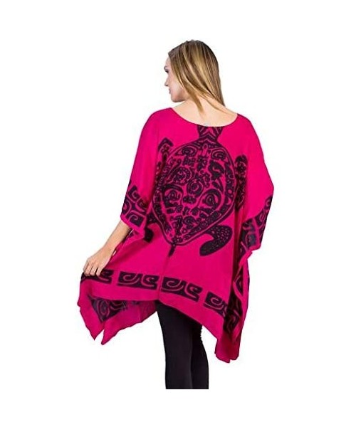 Cover-Ups Womens One Size Stylish Summer Poncho Cover Up - Pink - CE196YYCNAH