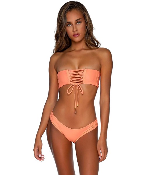 Tankinis Sassy Pant Bikini Bottom Swimsuit - Sunset Coral - C018RMOGXD8