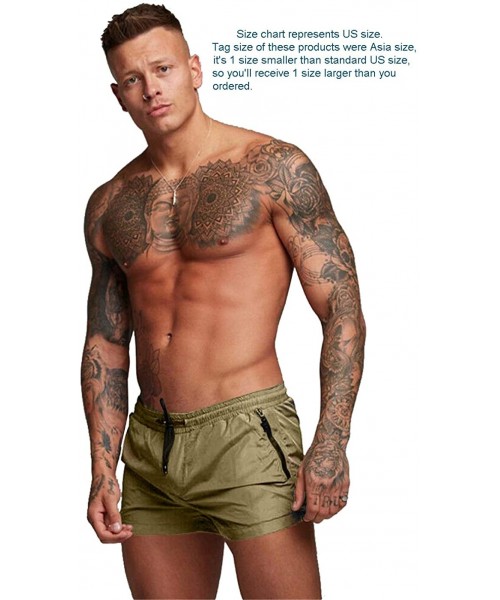 Board Shorts Mens Swimwear Sports Shorts Swim Trunks with Zipper Pockets - Khaki - CT18TORN6H2