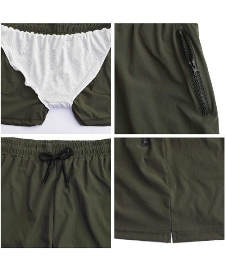 Board Shorts Mens Swimwear Sports Shorts Swim Trunks with Zipper Pockets - Khaki - CT18TORN6H2