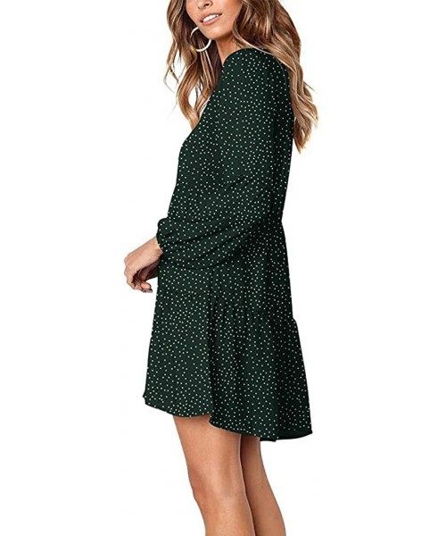 Racing Skirt Women Summer Tunic Dress V Neck Casual Loose Flowy Swing Shift Dresses - Green - CN19645XELY