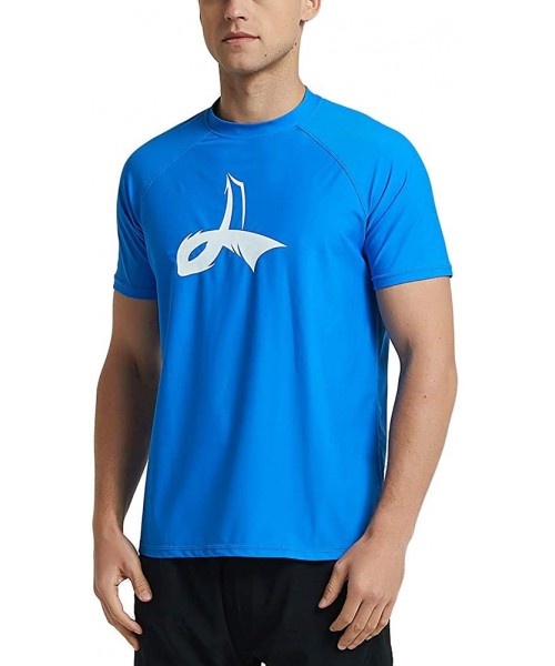 Rash Guards Men's Short Sleeve UPF 50+ Loose Fit Rash Guard - Blue - CR18IKTKGOL